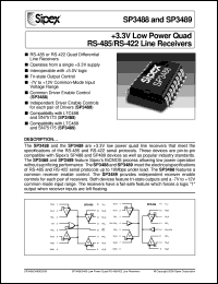 SP3488EP datasheet: +3.3V low power quad RS-485/RS-422 line receivers SP3488EP