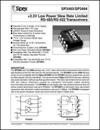 SP3493CP datasheet: +3.3V low power slew rate limited RS-485/RS-422 transceivers SP3493CP