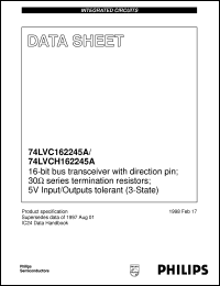 74LVCH162245ADGG datasheet: 16-bit bus transceiver with direction pin; 30 Ohm series termination resistors, 5 V input/outputs tolerant (3-State) 74LVCH162245ADGG