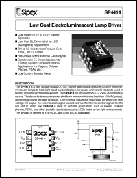 SP4414EU datasheet: Low cost electroluminescent lamp driver SP4414EU