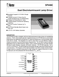 SP4480EY datasheet: Dual electroluminescent lamp driver SP4480EY