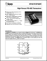 SP481RCN datasheet: High-fanout RS-485 transceiver SP481RCN