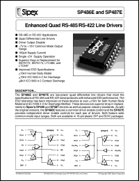 SP487ECP datasheet: Enhanced quad RS-485/RS-422 line drivers SP487ECP
