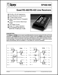 SP488ET datasheet: Quad RS-485/RS-422 line receivers SP488ET