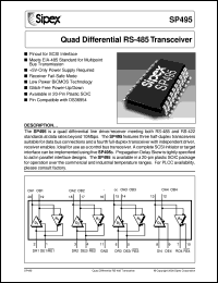 SP495CT datasheet: Quad differential RS-485 transceiver SP495CT