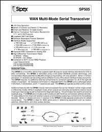 SP505ACF datasheet:  WAN multi-mode serial transceiver SP505ACF