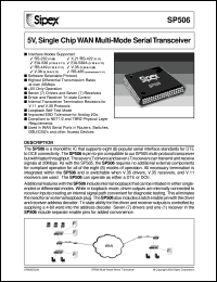 SP506CF datasheet: 5V,single chip WAN multi-mode serial transceiver SP506CF