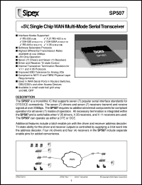 SP507CB datasheet: 5V,single chip WAN multi-mode serial transceiver SP507CB