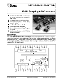 SP574BA datasheet: 12-Bit sampling A/D converters SP574BA