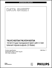 74LVCH16373ADL datasheet: 16-bit D-type transparent latch with 5 V tolerant inputs/outputs (3-State) 74LVCH16373ADL