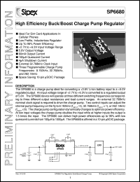 SP6680EU datasheet: High efficiency buck/boost charge pump regulator SP6680EU