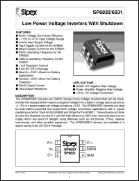 SP6830EK datasheet: Low power voltage inverters with shutdown SP6830EK