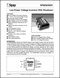 SP6830EK/TR datasheet: Low power voltage inverters with shutdown SP6830EK/TR