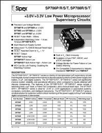 SP708REU datasheet: +3.0V/+3.3V low power microprocessor supervisory circuits SP708REU