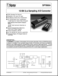 SP7800AJS datasheet: 12-bit 3ms sampling A/D converter SP7800AJS