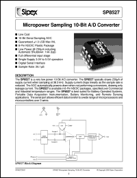 SP8527BN datasheet: Micropower sampling 10-Bit A/D converter SP8527BN