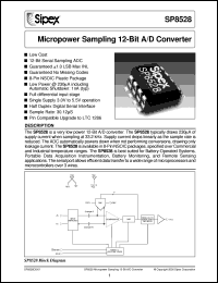 SP8528JN datasheet: Micropower sampling 12-Bit A/D converter SP8528JN