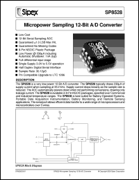 SP8528AS datasheet: Micropower sampling 12-Bit A/D converter SP8528AS