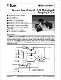 SP8542BS datasheet: Two and four channel 12-Bit multiplexed sampling ADCs SP8542BS