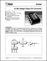 SP9500JS datasheet: 12-Bit, voltage output D/A converter SP9500JS