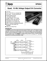 SP9504JS datasheet:  Quad, 12-Bit, voltage output D/A converter SP9504JS
