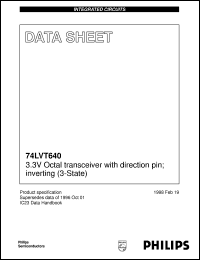 74LVT640D datasheet: 3.3V Octal transceiver with direction pin; inverting (3-State) 74LVT640D