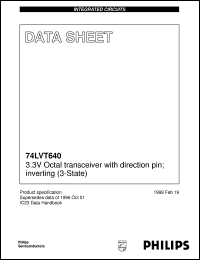 74LVT640DB datasheet: 3.3V Octal transceiver with direction pin; inverting (3-State) 74LVT640DB