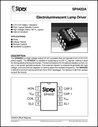 SP4422UEB datasheet: Ectroluminescent lamp driver SP4422UEB