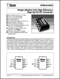 SP6642EU datasheet: Single alkaline cell,high efficiency step-up DC-DC converter SP6642EU