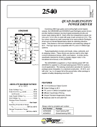A2540SLB datasheet: Quad darlington power driver A2540SLB