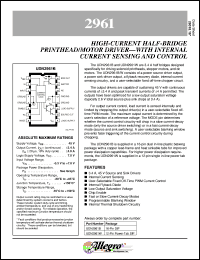 UDN2961B datasheet: High-current half-bridge printhead/motor driver - with internal current sensing and control UDN2961B