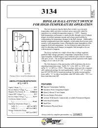 A3134EUA datasheet: Bipolar  hall-effect switch for high-temperature operation A3134EUA