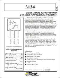 A3134LUA datasheet: Bipolar  hall-effect switch for high-temperature operation A3134LUA