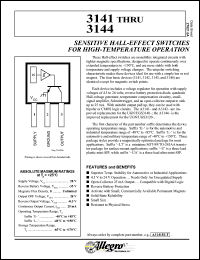 A3142EUA datasheet: Sensitive hall-effect switche for high-temperature operation A3142EUA