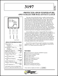 A3196LU datasheet: Protected, high-temperature, hall-effect latch with active pull-down A3196LU