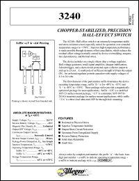 A3240EUA-TL datasheet: Chopper-stabbilzed,precision hall-effect switch A3240EUA-TL