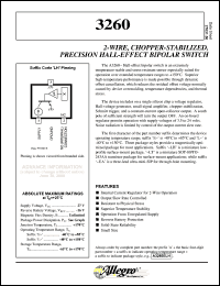 A3260EUA-TL datasheet:   2-wire chopper-stabbilzed,precision hall-effect bipolar switch A3260EUA-TL