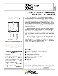 A3361EUA datasheet: 2-WIRE,chopper-stabilized,hall-effect latch switch A3361EUA