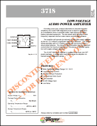 UDN3718M datasheet: Low-votage audio power amplifier UDN3718M