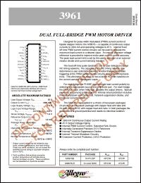 A3961SB datasheet: Dual full-bridge PWM motor driver A3961SB