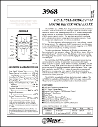 A3968SLB datasheet: Dual full-bridge PWM motor driver with brake A3968SLB