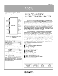 A3976KLB datasheet: Dual full bridge protected motor driver A3976KLB