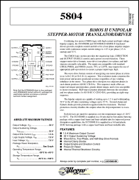 UCN5804B datasheet: BiMOS II unipolar sepper-motor translator/driver UCN5804B