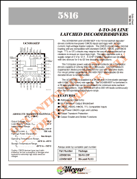 UCQ5816A datasheet: 4-t0-16 line latched decoder/driver UCQ5816A