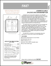 A5817SEP datasheet: Addressable 28-line decoder/driver A5817SEP