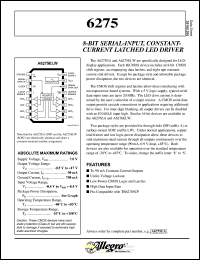 A6275ELW datasheet: 8-Bit serial-input,constant-current latched LED driver A6275ELW