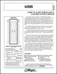 A6818EA datasheet: DABic-IV,32Bit serial-input, latched source driver A6818EA