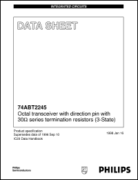 74ABT2245D datasheet: Octal transceiver with direction pin with 30series termination resistors (3-State) 74ABT2245D