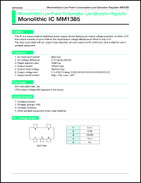 MM1385KN datasheet: Microminiature low-power consumption low-saturation regulator MM1385KN