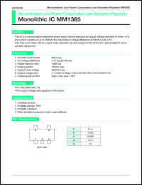 MM1385PN datasheet: Microminiature low-power consumption low-saturation regulator MM1385PN